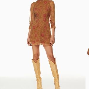 Aritzia Wilfred Maplewood Chesnut Floral Swept Dress Size 4 Women’s